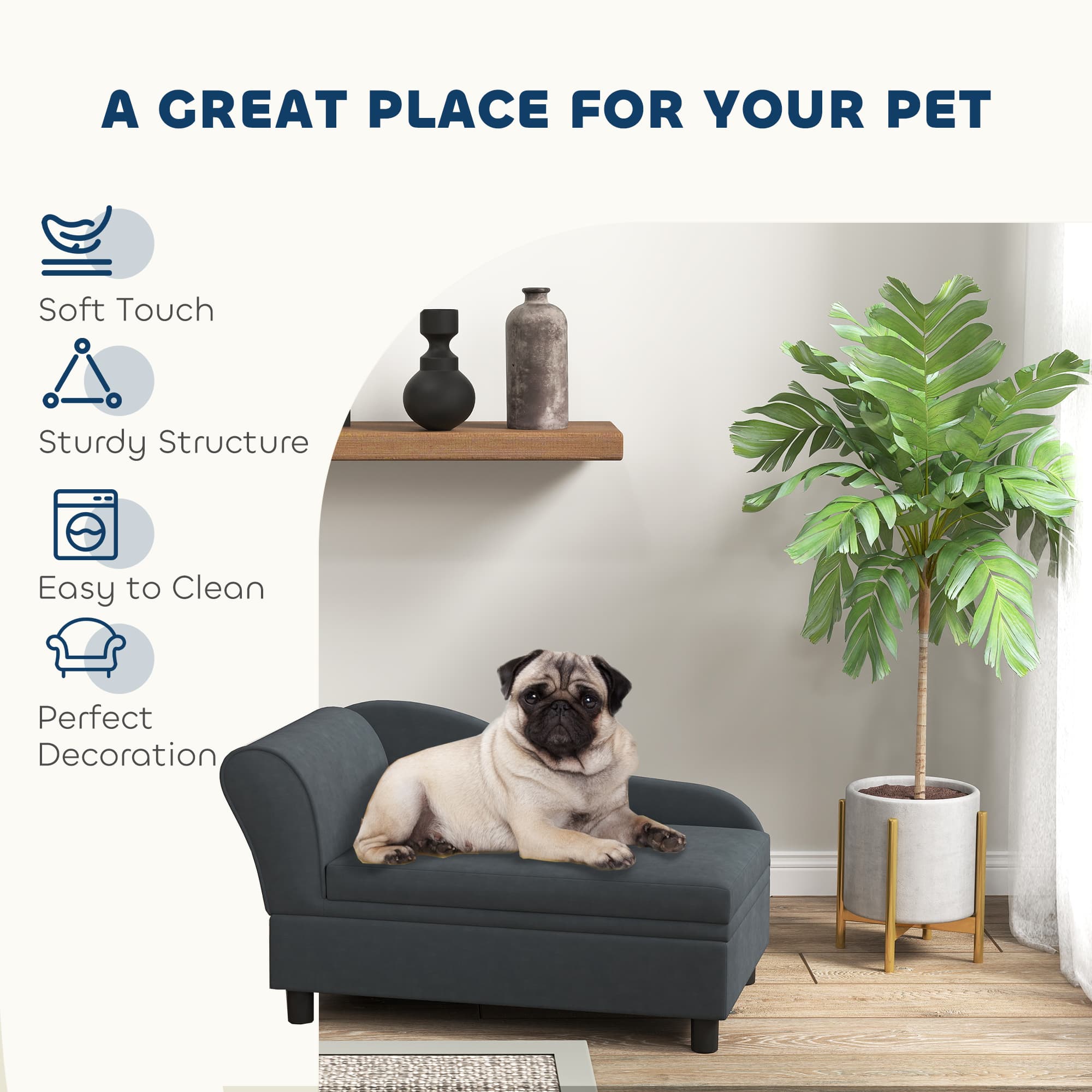 Pet Sofa Bed with Storage for Cats and Small Dogs